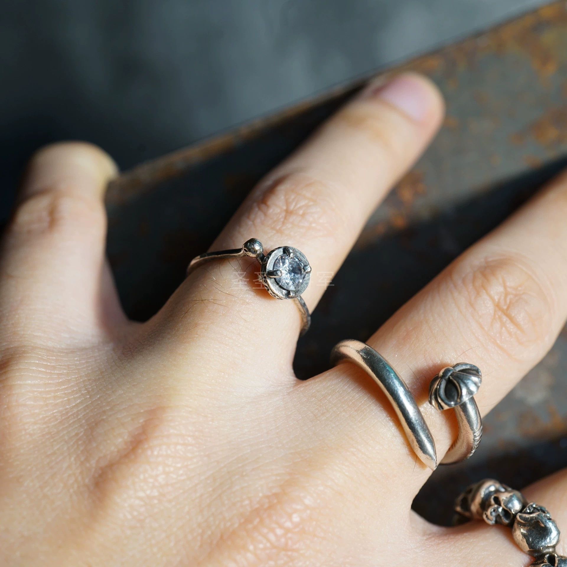 DETAJ Detaj Zircon Seed Vintage Sterling Silver Ring Size ONE SIZE - 4 Thumbnail