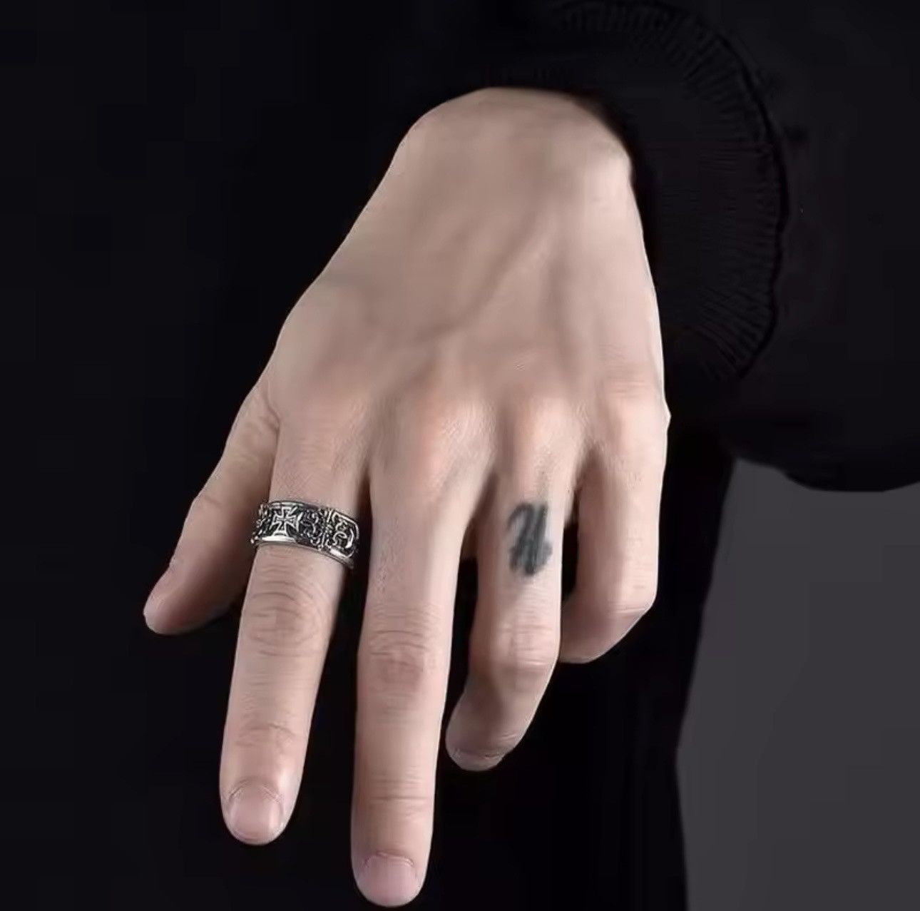 Other Bague Homme Cross Figure Resizable Ring Size ONE SIZE - 5 Thumbnail
