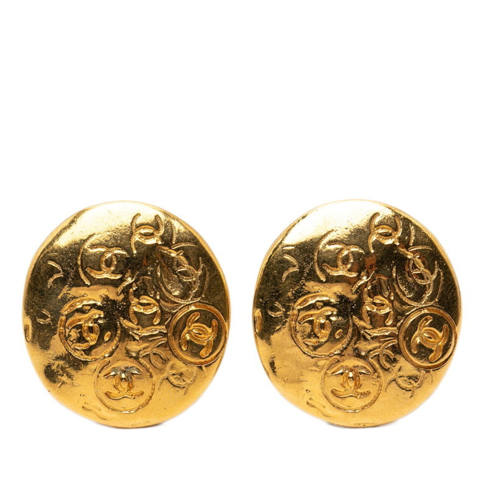 Chanel Chanel Coco Mark Round Earrings, 93P Engraving, Vintage Gold Plated, Women's CHANEL Size ONE SIZE - 1 Thumbnail