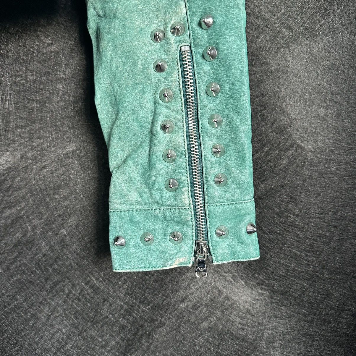 Patrizia Pepe Patrizia Pepe Leather Jacket Green Cropped Biker Studded Size M / US 6-8 / IT 42-44 - 3 Thumbnail