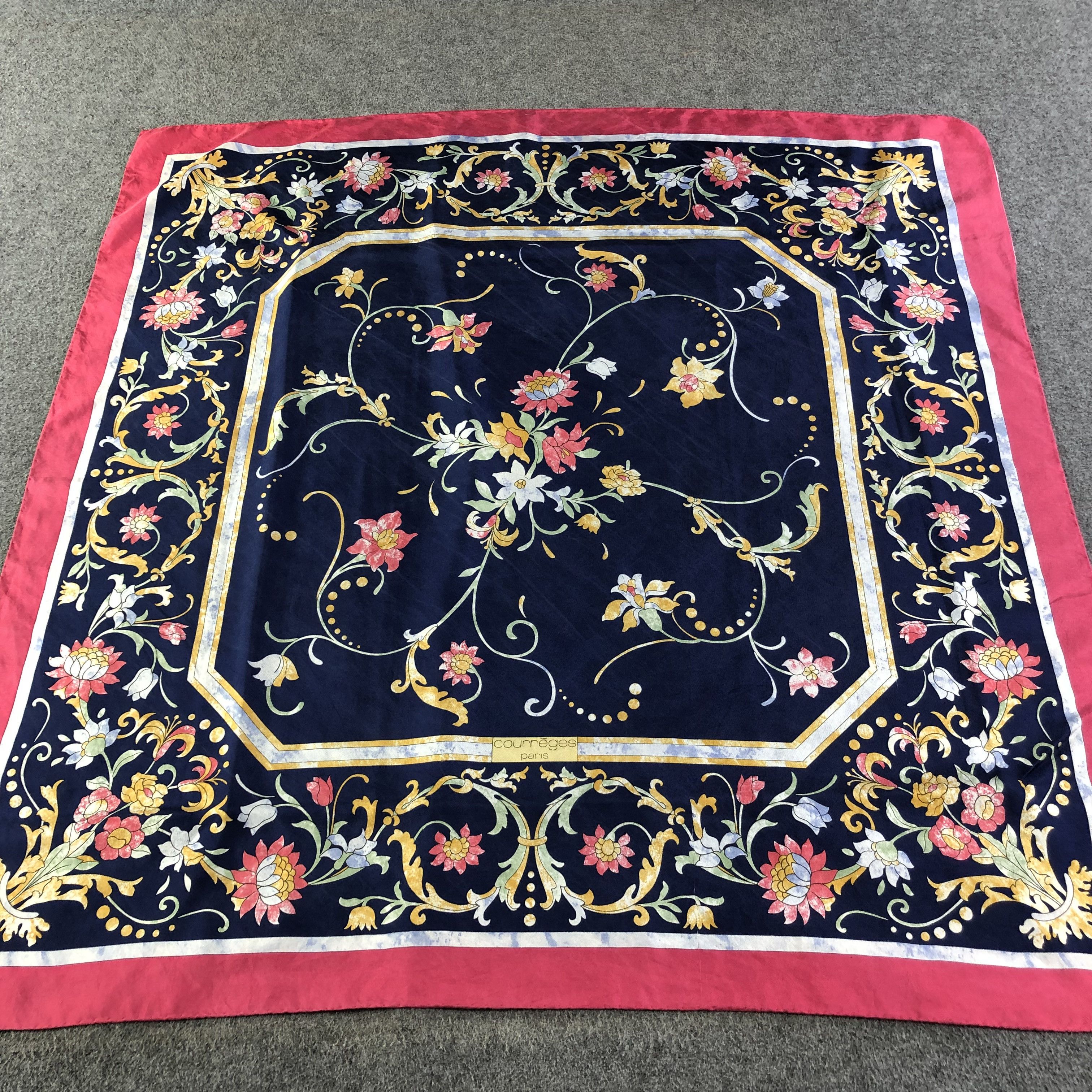 Vintage Courreges Luxury Floral Silk Scarf M394