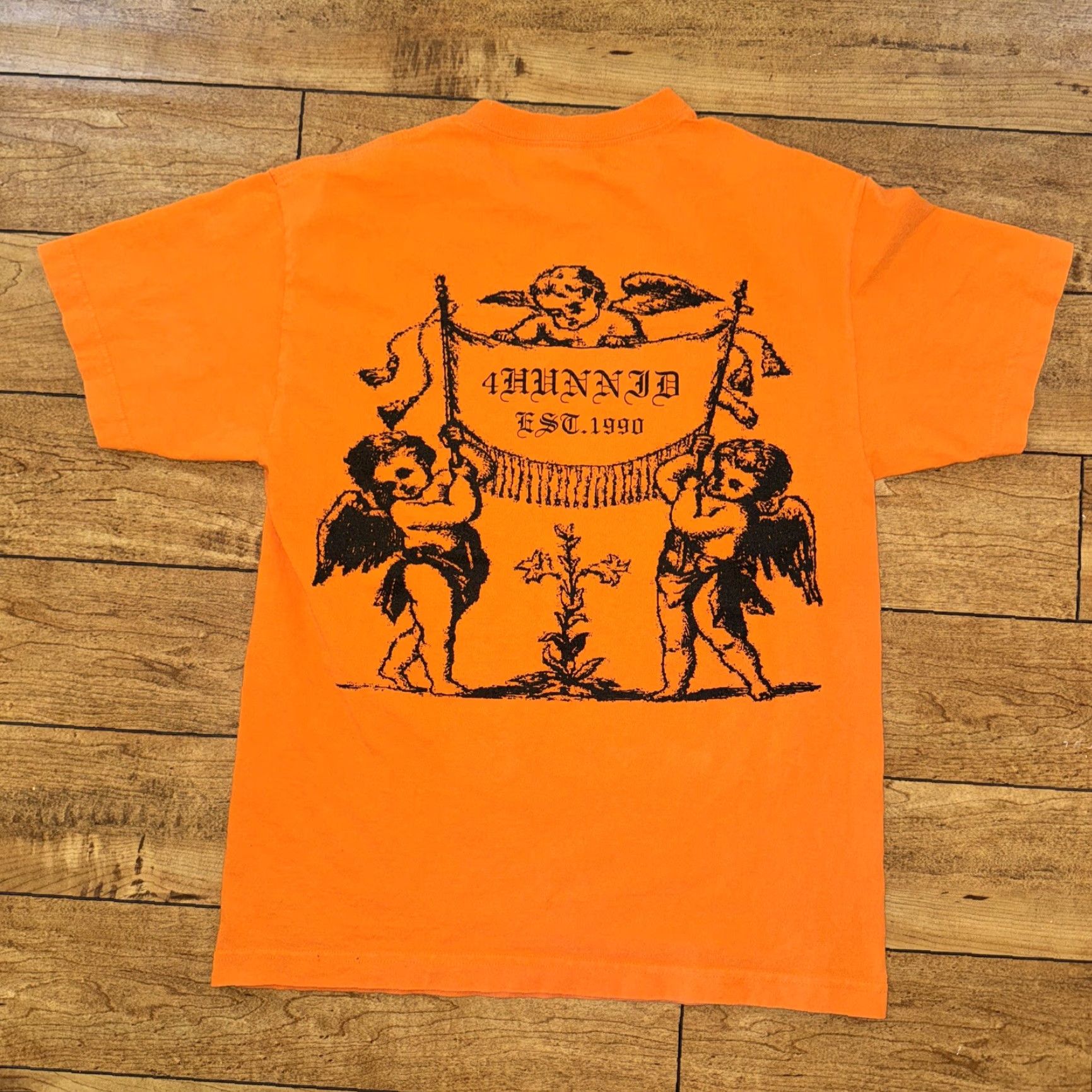 Vintage 4 Hunnid Angels T-Shirt Orange M Mens Shirt 4 Hunnid Angels Orange M 90s Theme Size US M / EU 48-50 / 2 - 4 Thumbnail