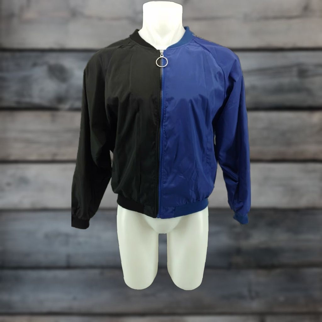 Vintage Vmade Bomber Style Windbreaker Jacket Men Black Blue M Size Front Zip Nylon Size US M / EU 48-50 / 2 - 1 Thumbnail