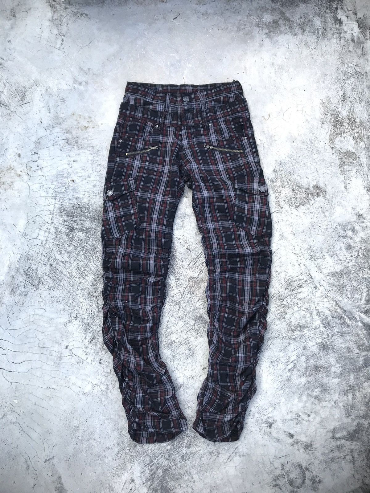 image of Vintage Double Waist Bondage Checkered Pants in Plaid Red, Men's (Size 30)