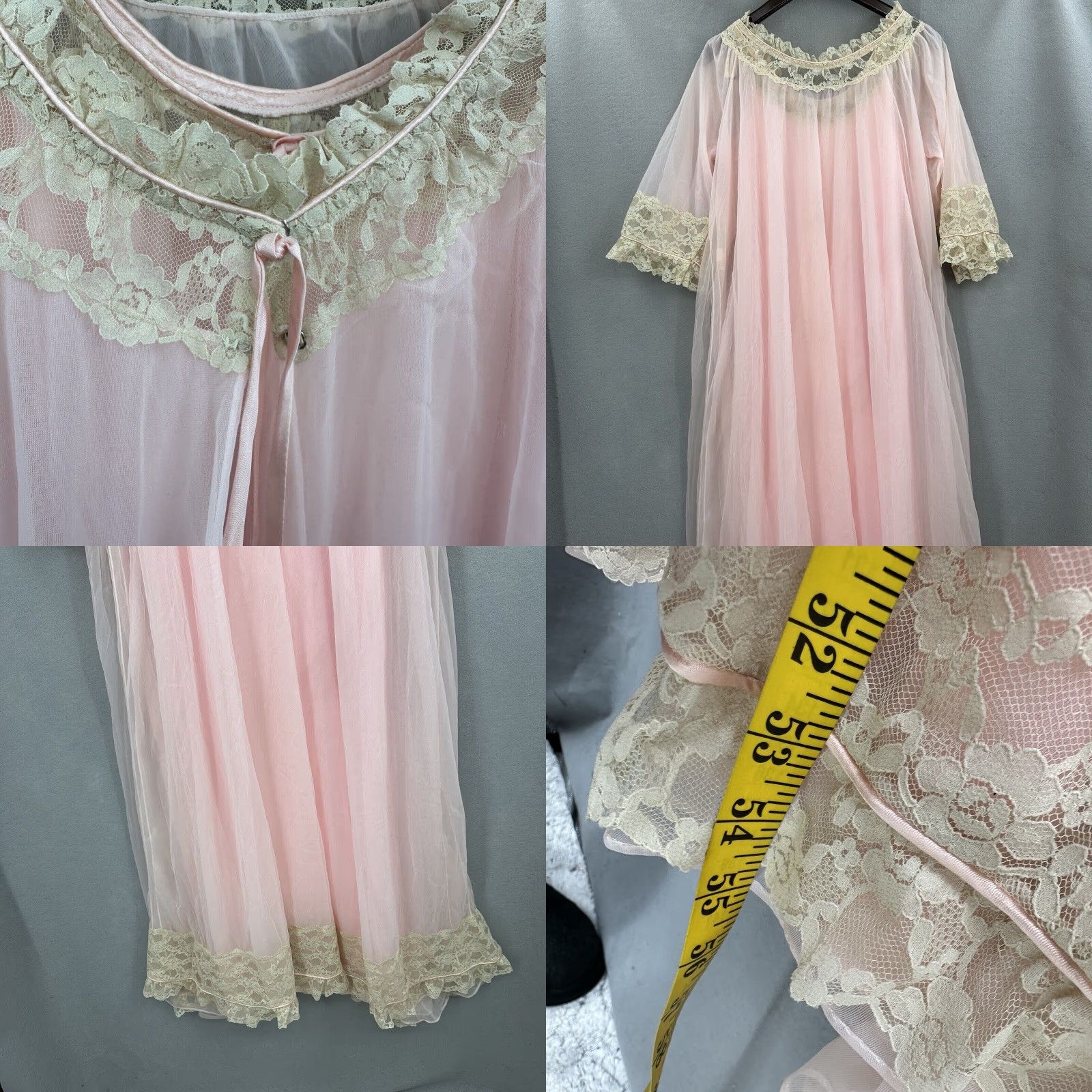 Vintage VINTAGE Intime Nightgown Robe Womens Small Pink Nylon Art Deco 1960s Sleepwear Size ONE SIZE - 8 Thumbnail