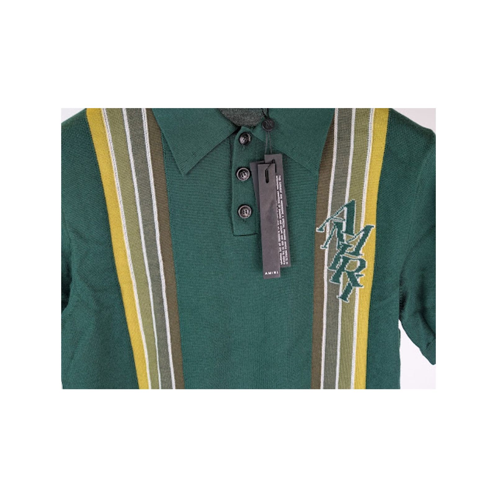 Amiri o1rshd1 Stack Stripe Short Sleeve Polo Shirt in Green Size US S / EU 44-46 / 1 - 7 Thumbnail