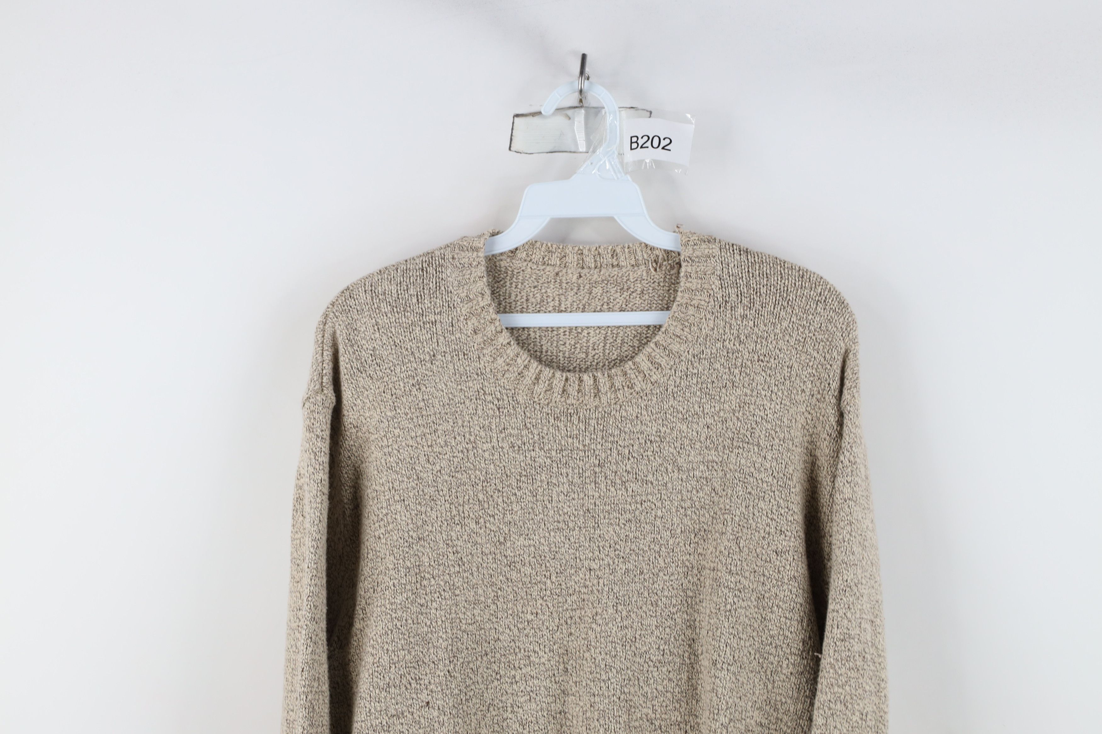 Vintage Vintage 90s Streetwear Distressed Knit Sweater Oatmeal Brown Size US L / EU 52-54 / 3 - 2 Thumbnail