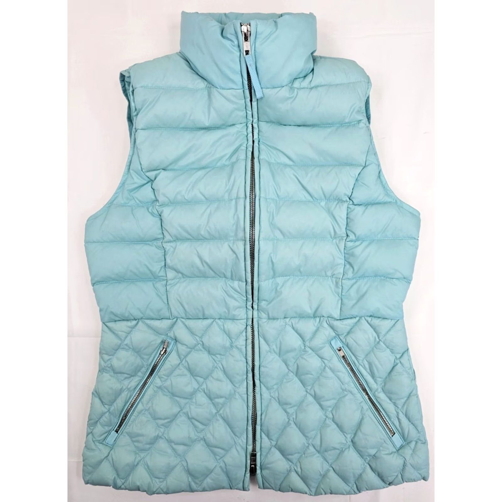 Talbots Talbots Vest Women XS Full Zip Quilted Puffer Down Insulated Aqua Blue EUC Size XS / US 0-2 / IT 36-38 - 5 Thumbnail