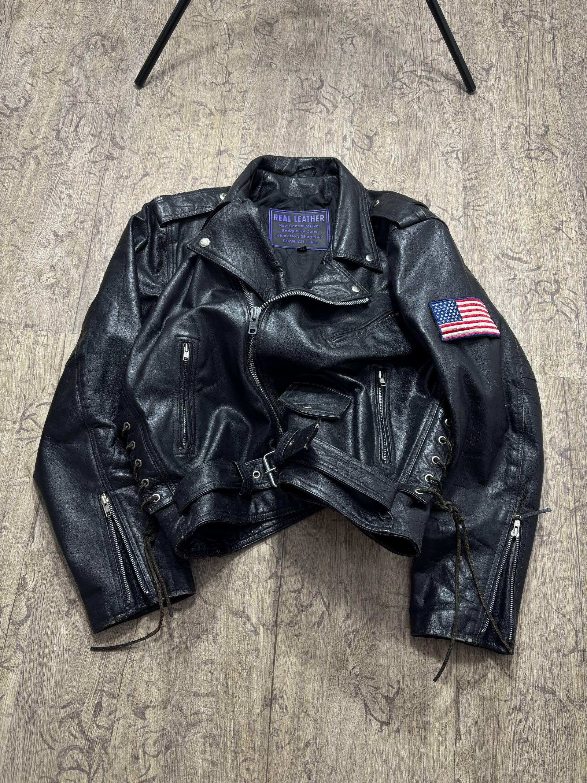 Genuine Leather Vintage USA Braid Rare Assymetrical Leather Jacket Size US XL / EU 56 / 4 - 2 Thumbnail