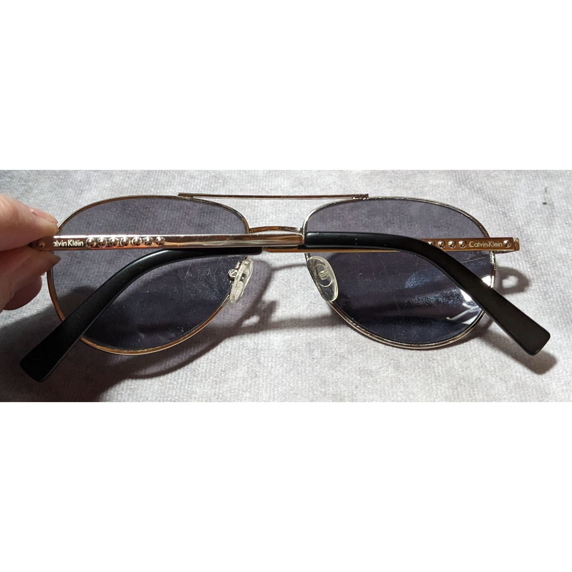 Calvin Klein Calvin Klein R165S Black And Silver Aviator Sunglasses Size ONE SIZE - 6 Thumbnail