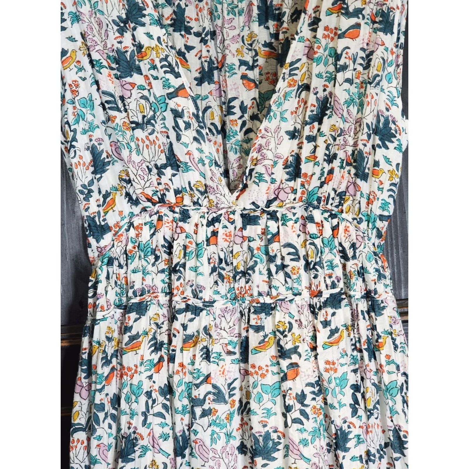 Vintage Roberta Roller Rabbit Maxi Dress Women's S Cotton Silk Blend Bird / Floral Print Size S / US 4 / IT 40 - 6 Thumbnail