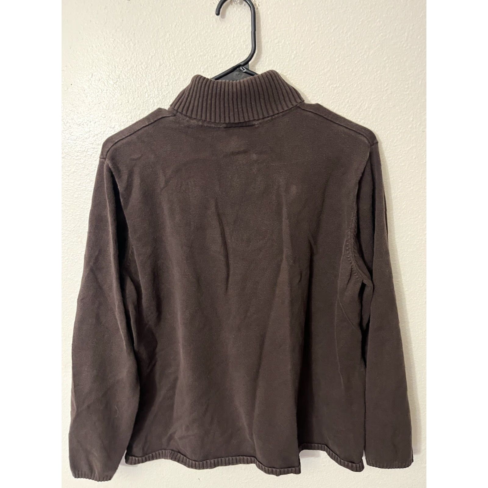Talbots VINTAGE Talbots Brown Cable-Knit Turtleneck Sweater Women’s Plus 1X Cotton Blend Pullover Size XL / US 12-14 / IT 48-50 - 2 Thumbnail