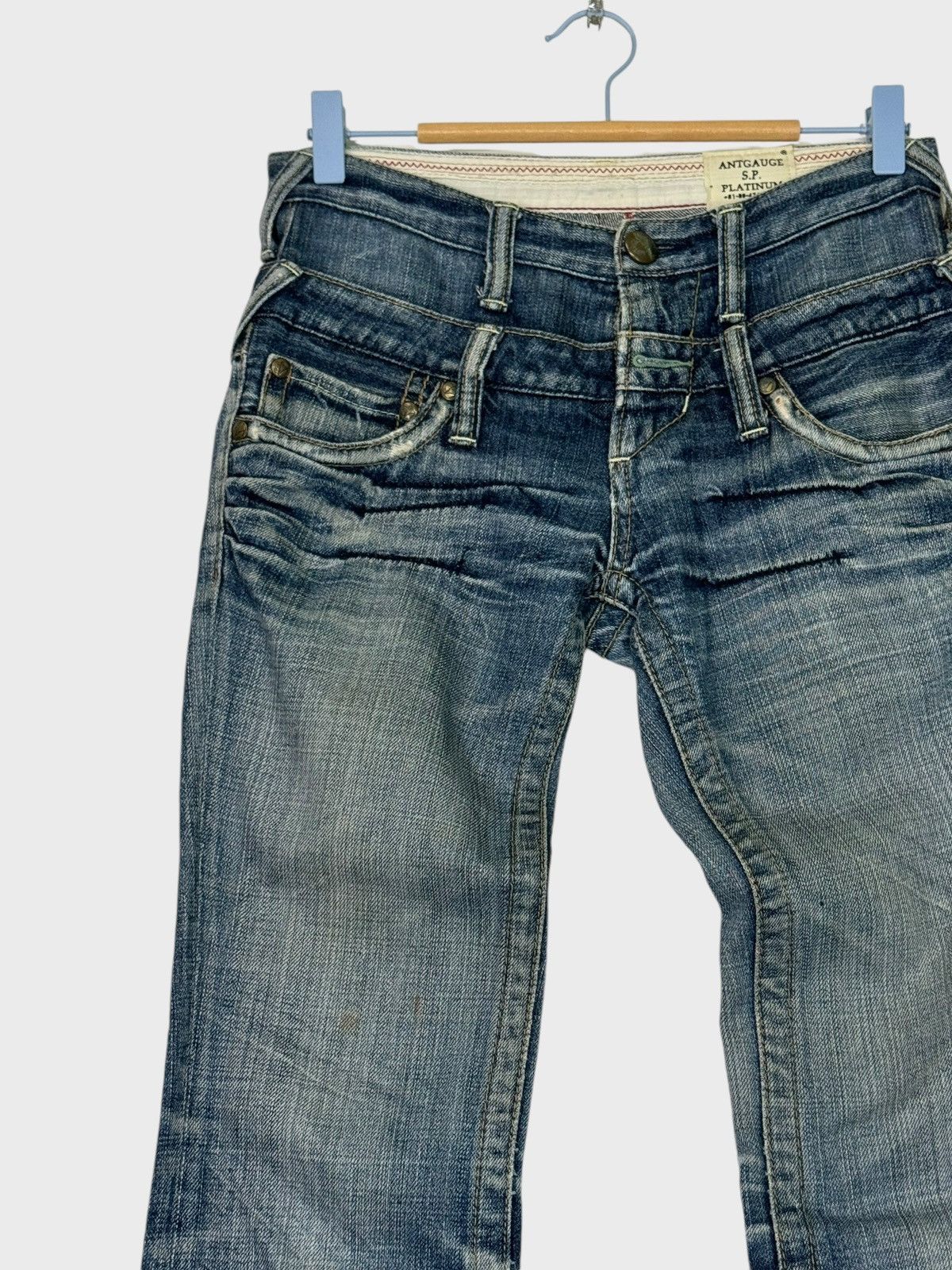 Japanese Brand FLARE ANTGAUGE DOUBLE WAIST DISTRESSED DENIM Size US 28 / EU 44 - 4 Thumbnail