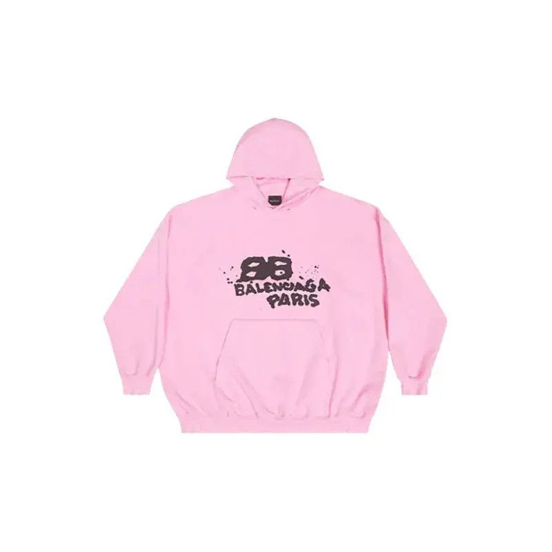 Balenciaga o1in1g0725 Hand-Drawn BB Icon Hoodie Large Fit in Pink Size S / US 4 / IT 40 - 1 Thumbnail