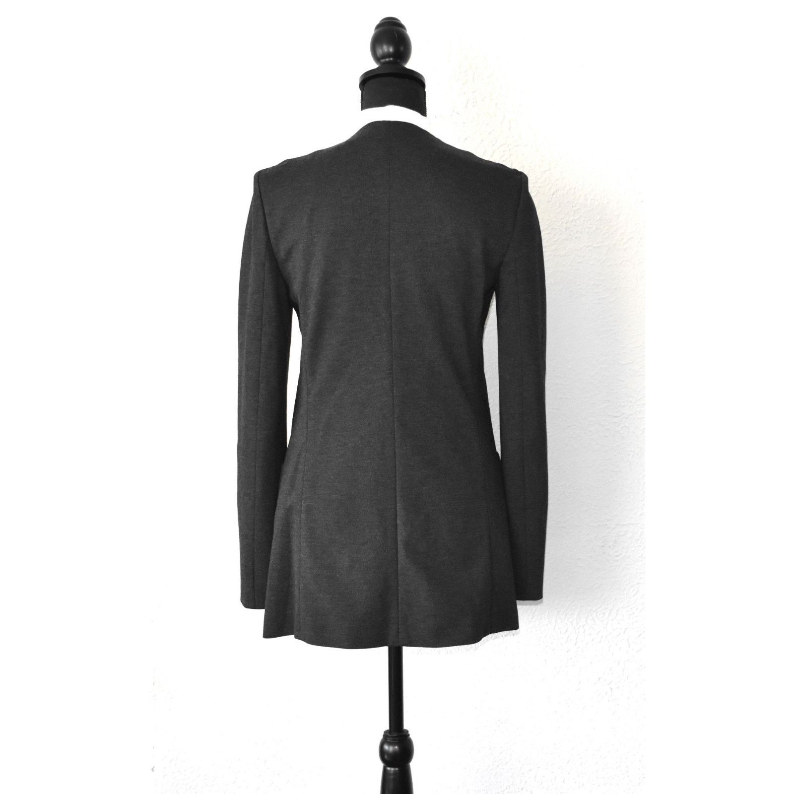 Theory THEORY Charcoal Blk Open Front Half Lined Long Jacket Sz 6 Size M / US 6-8 / IT 42-44 - 3 Thumbnail