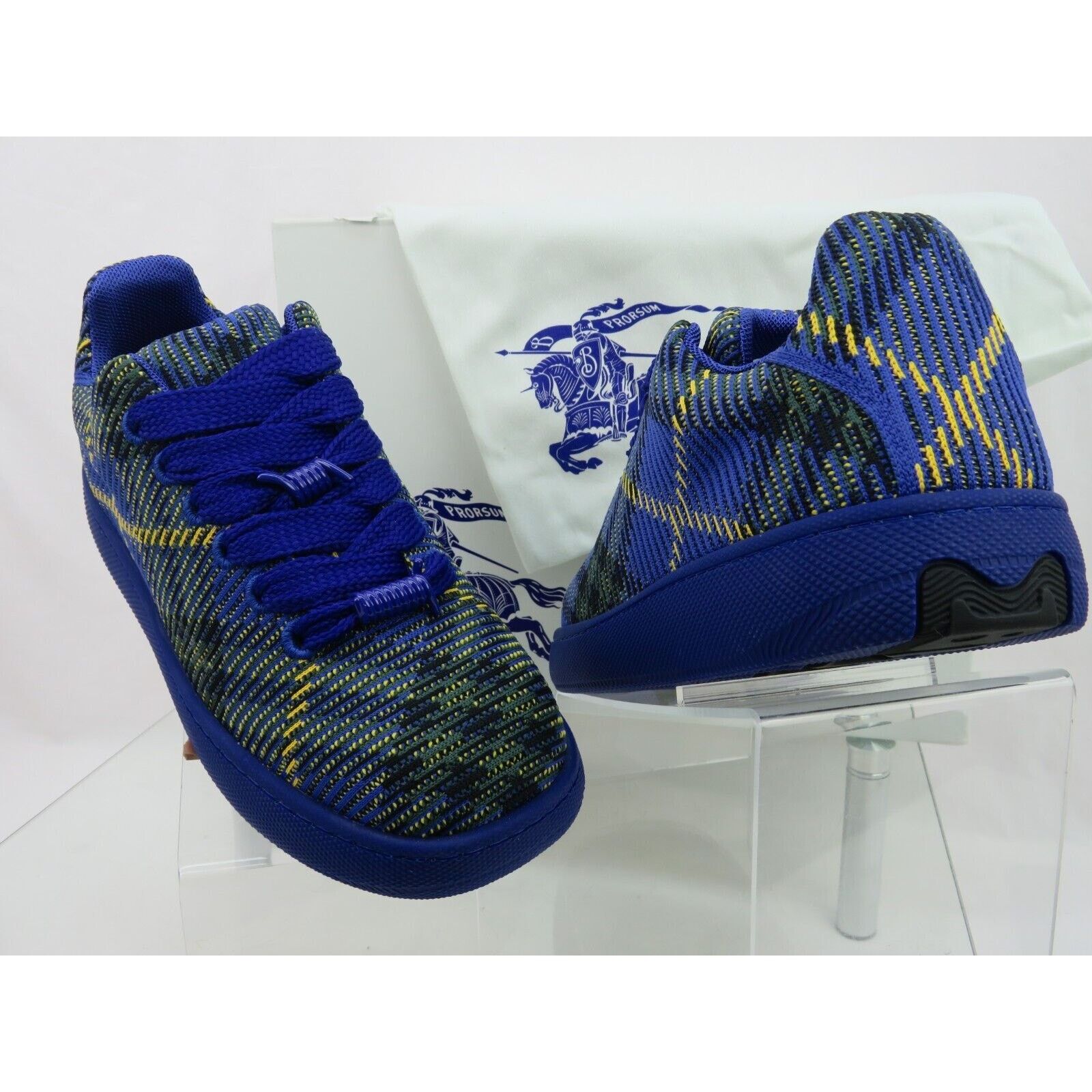 Burberry BURBERRY BOX NAVY BLUE CHECK CANVAS LOGO SNEAKERS 9 US 42 Size US 9 / EU 42 - 8 Thumbnail
