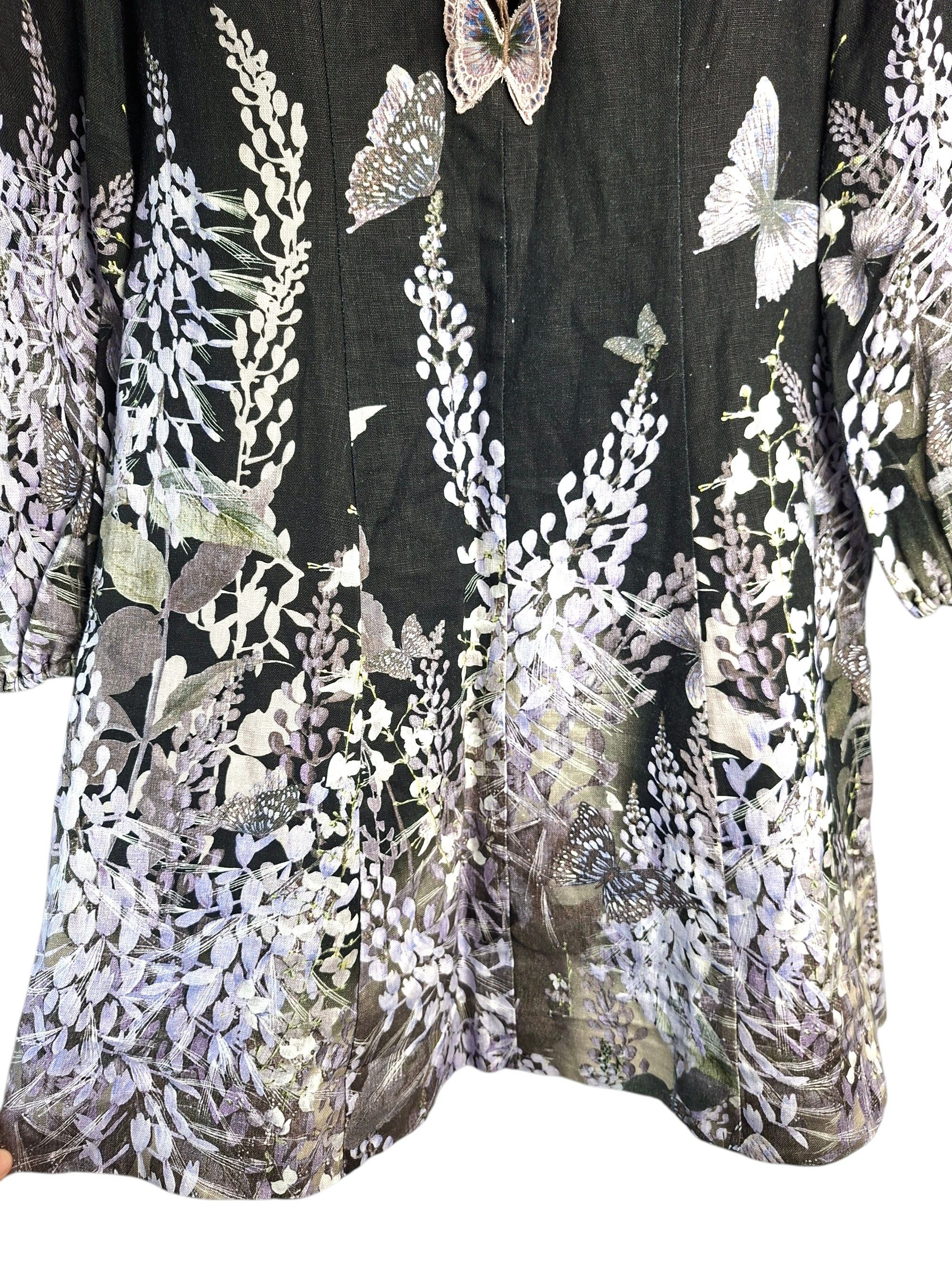 Zimmermann Zimmermann Botanica Butterfly Mini Dress Black Linen Size M / US 6-8 / IT 42-44 - 14 Thumbnail