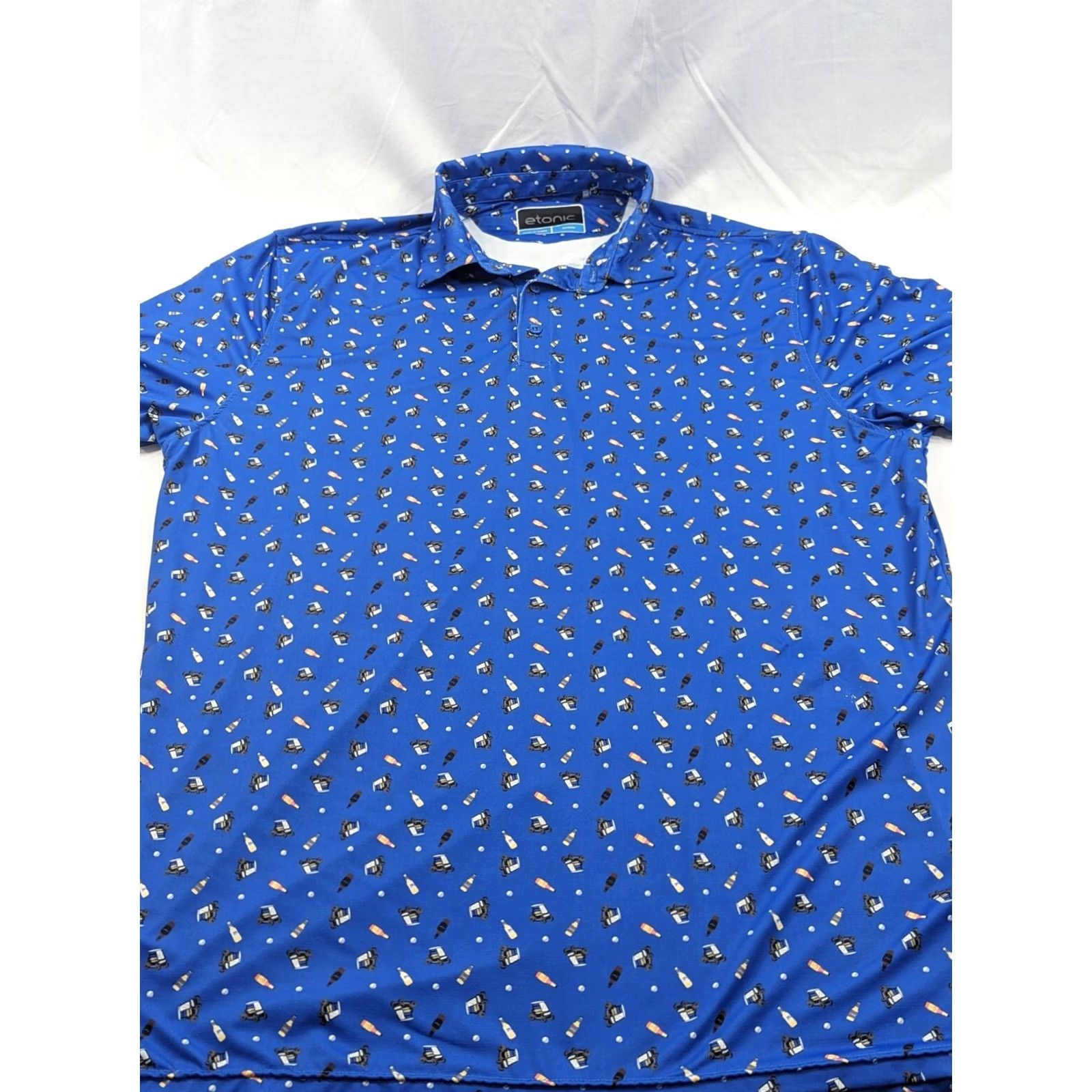 Vintage Etonic Polo Shirt Mens XL Blue Golf Cart Beer Print Athletic Performance Shirt Size US XL / EU 56 / 4 - 3 Thumbnail