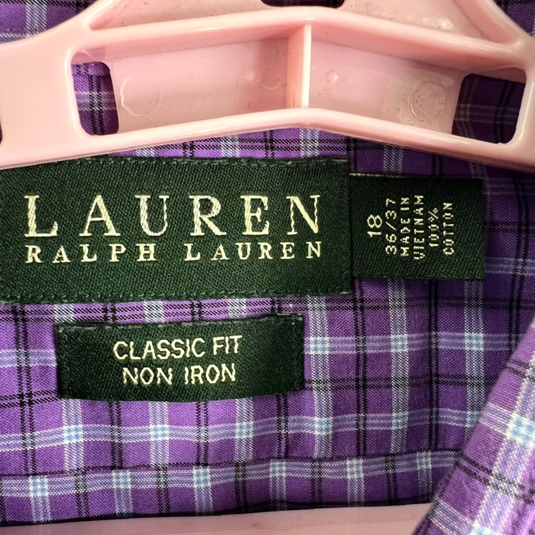 Ralph Lauren Ralph Lauren Button-Up Shirt Mens 18/36 Purple Check Non-Iron 54 Chest Regular Fit Long Sleeve Collared Button-Down Shirt Size US XXL / EU 58 / 5 - 5 Thumbnail