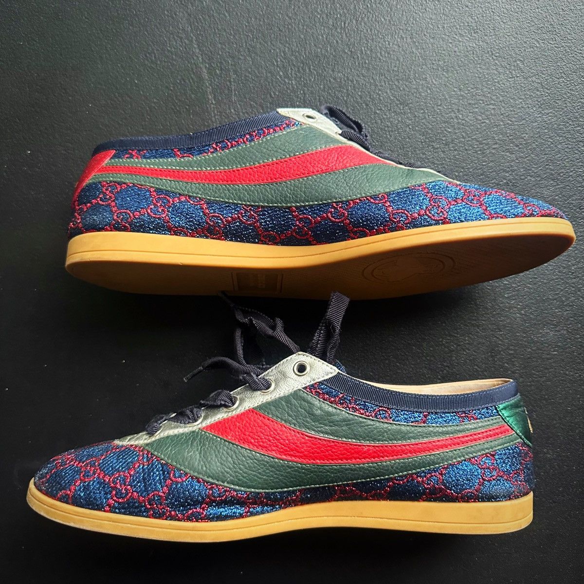 Gucci GUCCI Falacer GG Lurex Blue With Web Sneaker Size US 10 / EU 43 - 2 Thumbnail