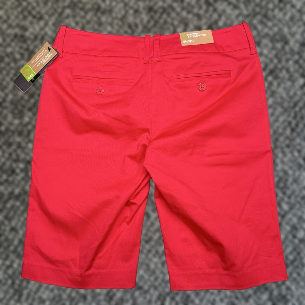 Mossimo Mossimo Bermuda Shorts Womens 2 Red Mid Rise Stretch Casual Travel Knit Cotton Spandex Logo Zip Pocket 10.5 Inseam Regular Modern Vintage No N/A Size 26" / US 2 / IT 38 - 1 Thumbnail