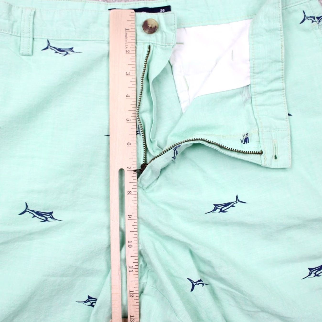 Chaps Chaps Chino Shorts Mens 36 Green Sport Fish All Over Print 10" Inseam Size US 36 / EU 52 - 7 Thumbnail