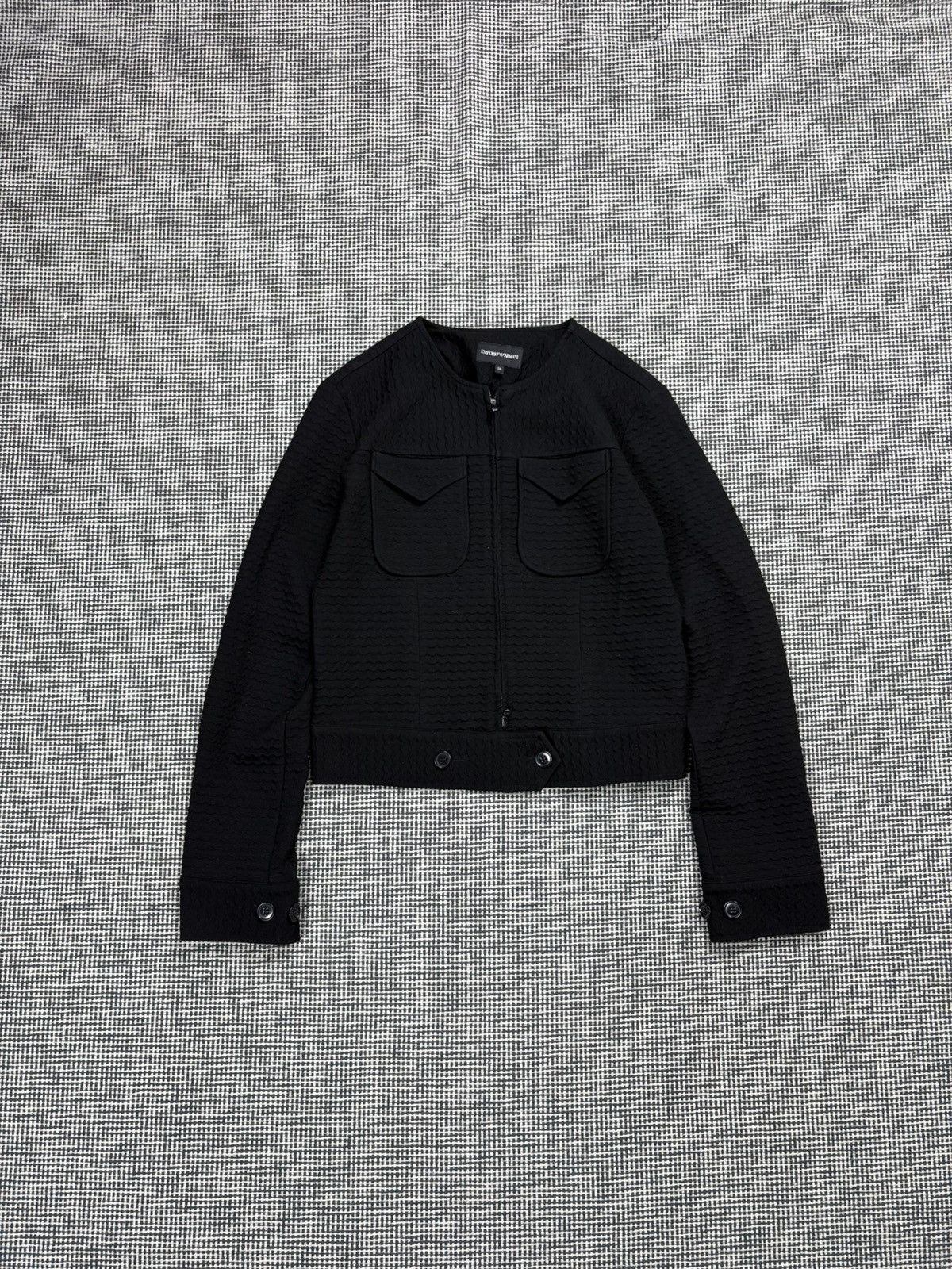 Armani Emporio Armani zip up wave knit jacket cropped designer Size XS / US 0-2 / IT 36-38 - 1 Thumbnail