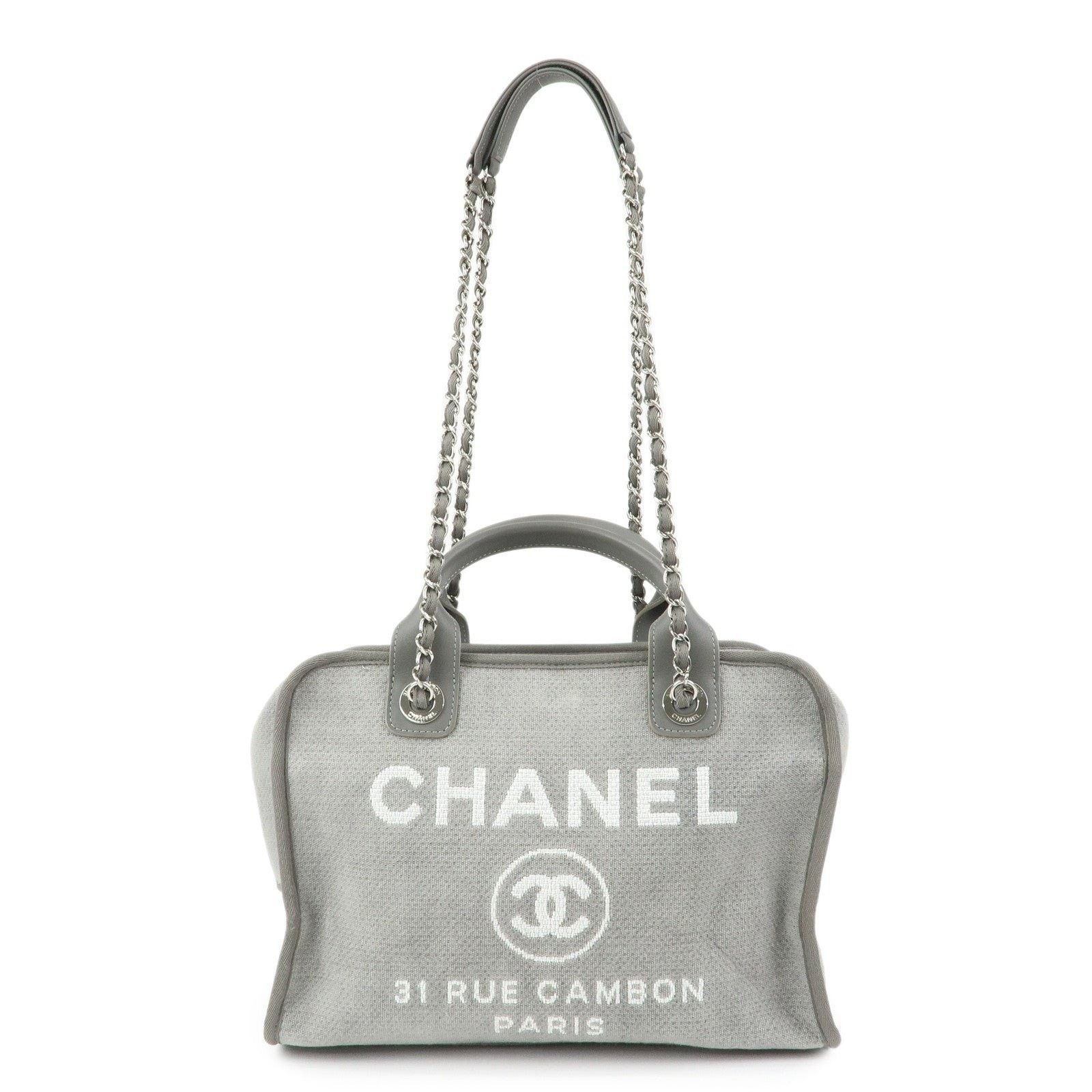 Chanel Chanel Deauville Boston Canvas & Leather Shoulder Bag Gray Size ONE SIZE - 1 Thumbnail