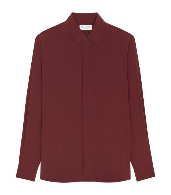 Saint Laurent Paris o1bcso1str0924 Yves Collar Classic Shirt in Burgundy Size US M / EU 48-50 / 2 - 1 Preview