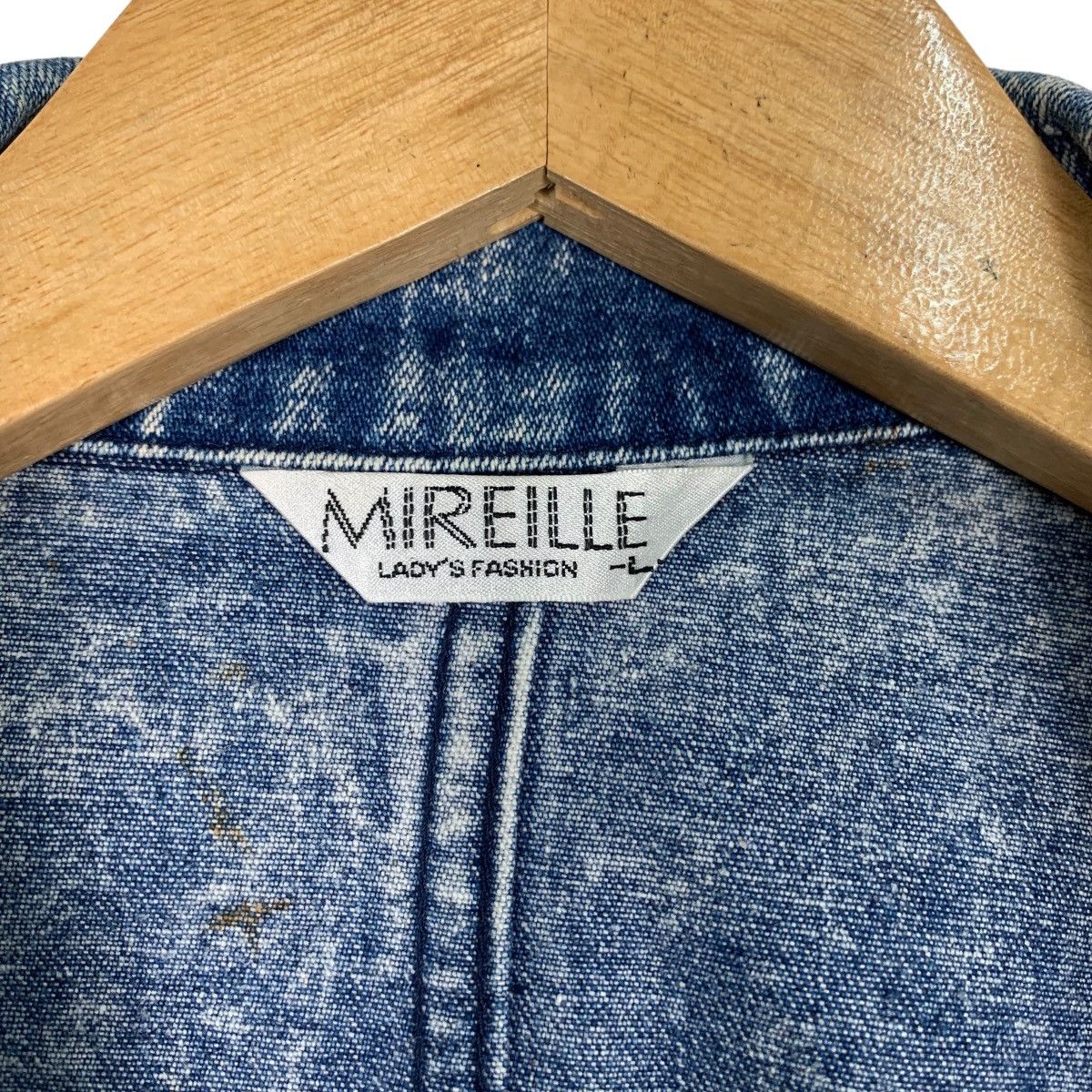 Japanese Brand MIREILLE Embroidery Logo Acid Wash Denim Jacket #1096-C50 Size L / US 10 / IT 46 - 15 Thumbnail