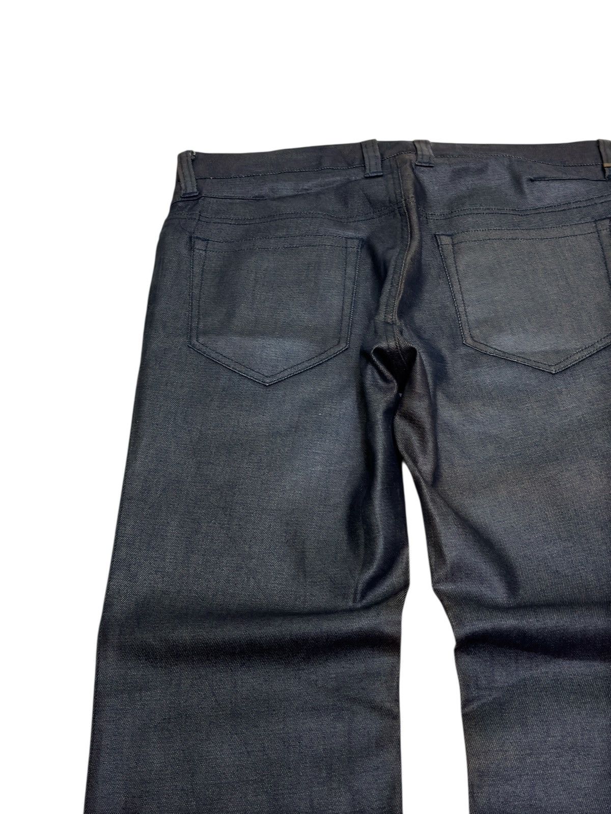 Vintage Flare Comme Ça Men Waxed Black Jeans Coated Back Faded Marks Size US 31 - 8 Thumbnail