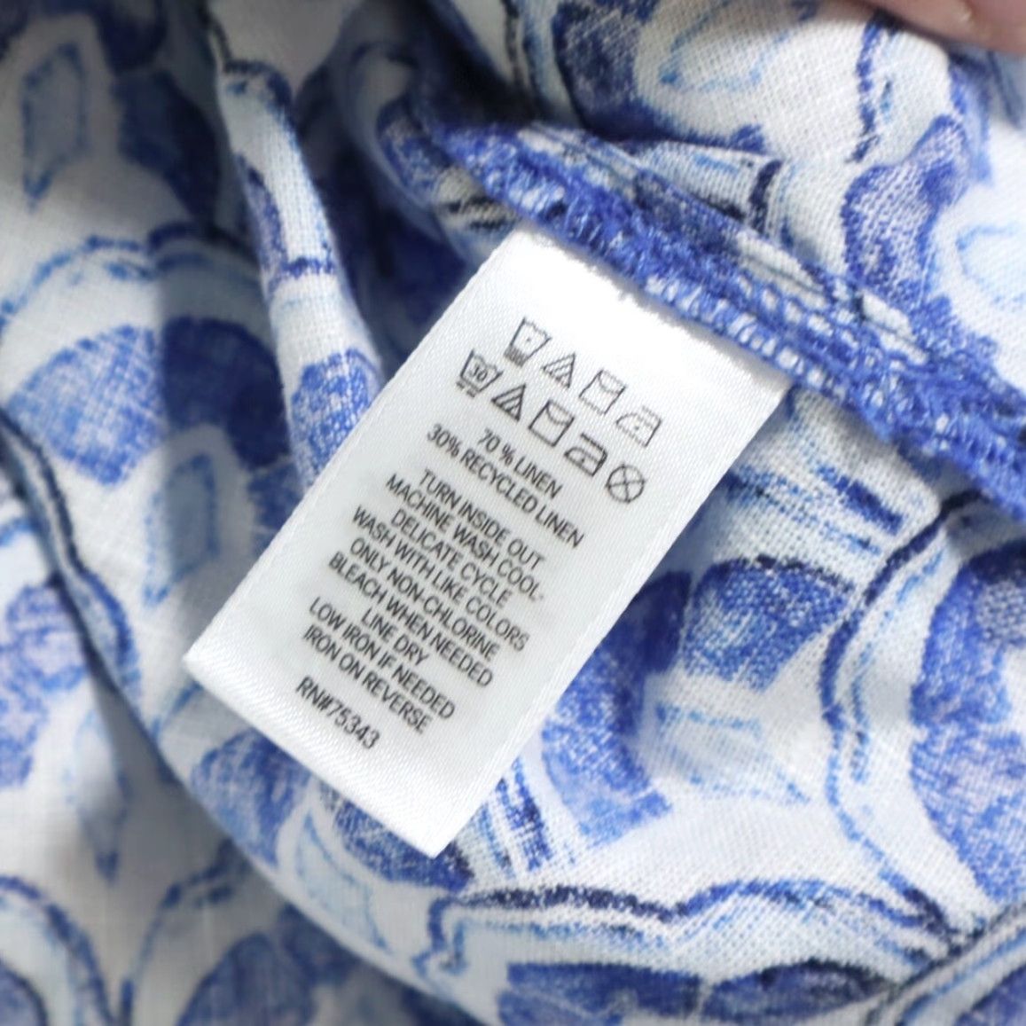 Vintage Sigrid Olsen Geometric Long Sleeve Shirt Blue Women's S Popover Linen Shirt Size S / US 4 / IT 40 - 7 Thumbnail