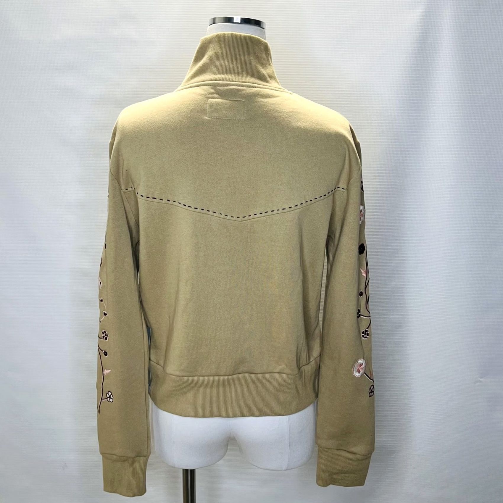 Scully Scully Jacket Womens Medium Khaki Floral Embroidered Zip Up Westerns Collection Cotton Jacket/Sweater? (Note: This needs correction) Size M / US 6-8 / IT 42-44 - 3 Thumbnail