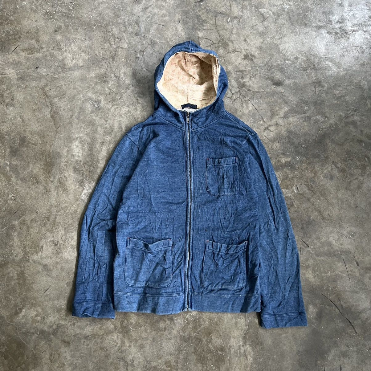 Blue Blue Japan 2000s Japanese Indigo Core Zip Hoodie Size US M / EU 48-50 / 2 - 1 Thumbnail