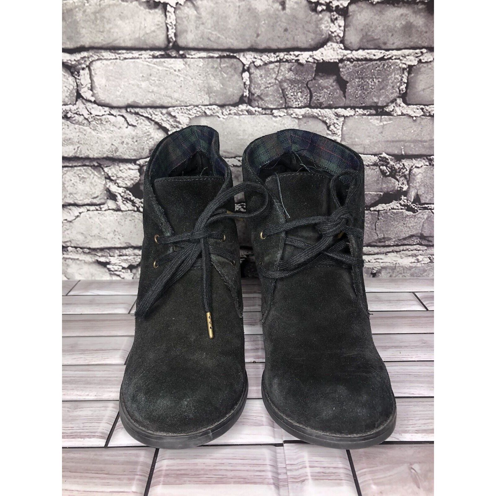 Clarks Indigo Clarks Black Suede Leather Ankle Stacked Heel Booties Size US 8 / IT 38 - 16 Thumbnail