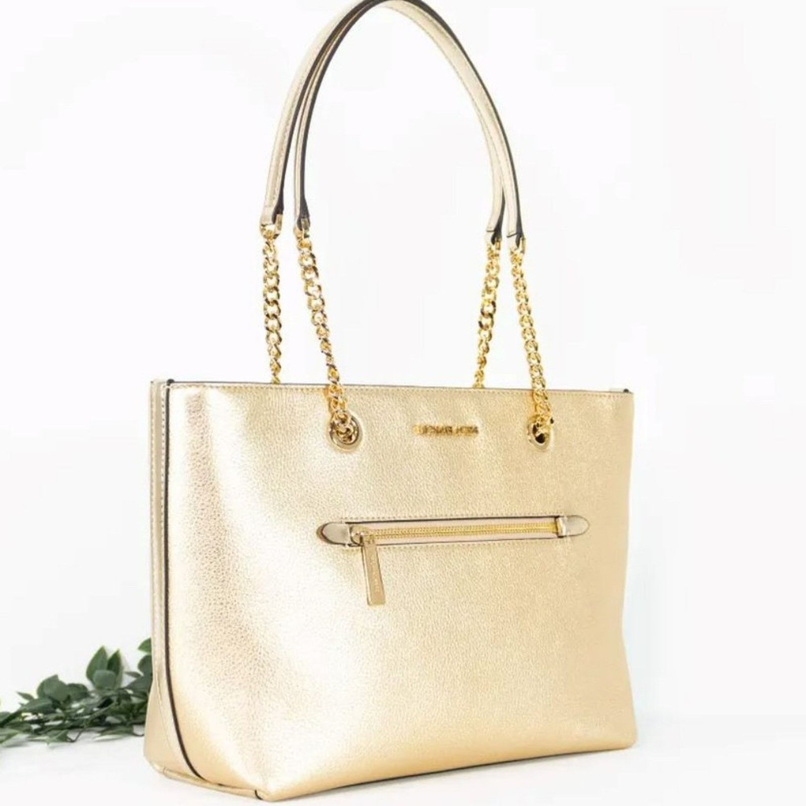 Michael Kors MICHAEL KORS Jet Set Pebbled Leather Chain Tote Bag Gold Size ONE SIZE - 2 Thumbnail