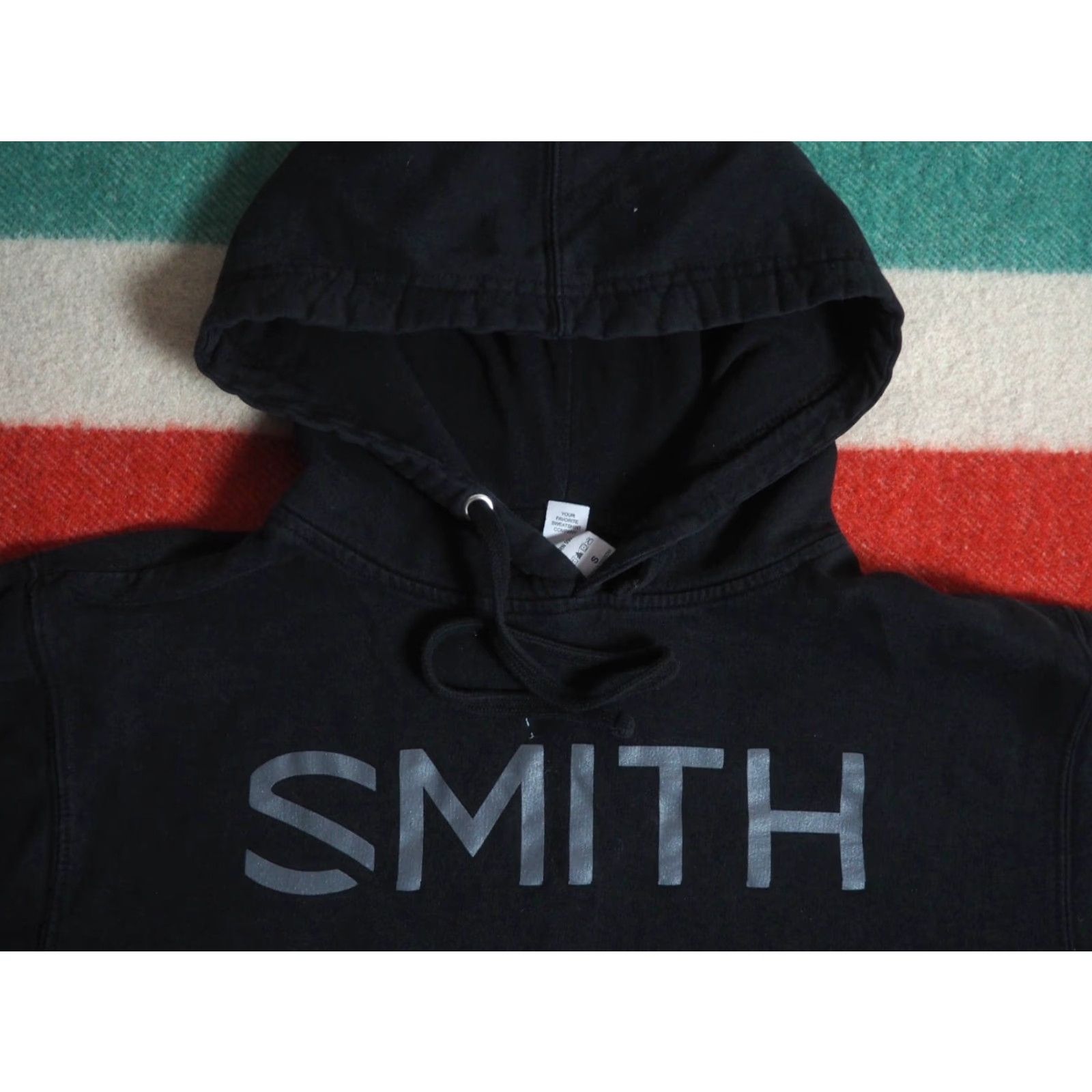 Vintage Smith Hoodie Black Logo Outdoor Mens S Sweatshirt Pullover Fleece Cotton Knitted 20" Pit 24" Length Ski Winter Outdoors Urban Comfort Casual Size US S / EU 44-46 / 1 - 2 Thumbnail