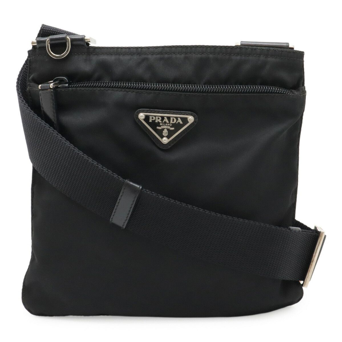 ★PRADA★ 24SS Women's Nylon Triangle Logo Cross Bag (1BD953 Prada Black Leather Triangle Logo Crossbody Bag | Yoogi's Closet
