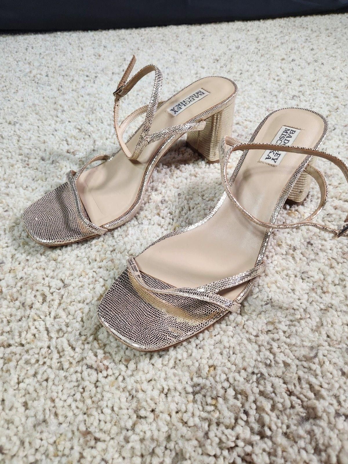 Other Badgley Mischka Metallic Gold Strappy Heel Sandals [9.5] Size US 9.5 / IT 39.5 - 1 Thumbnail