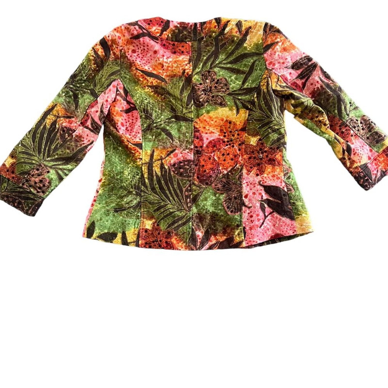 Chicos Chico's Blazer Womens Size 0/4 Tropical Floral Sequin Jacket Size S / US 4 / IT 40 - 4 Thumbnail