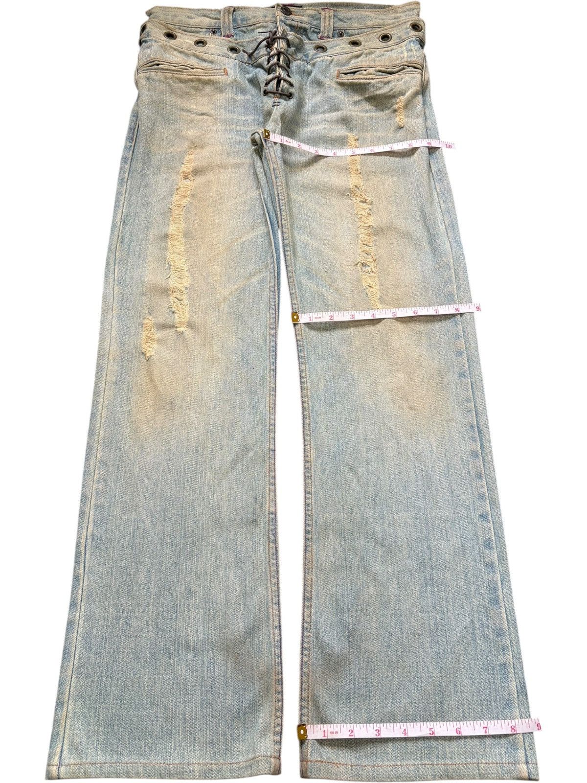 If Six Was Nine Vintage Nylaus Laced Up Double Waist Low Rise Flare Jeans Size 31" - 8 Thumbnail