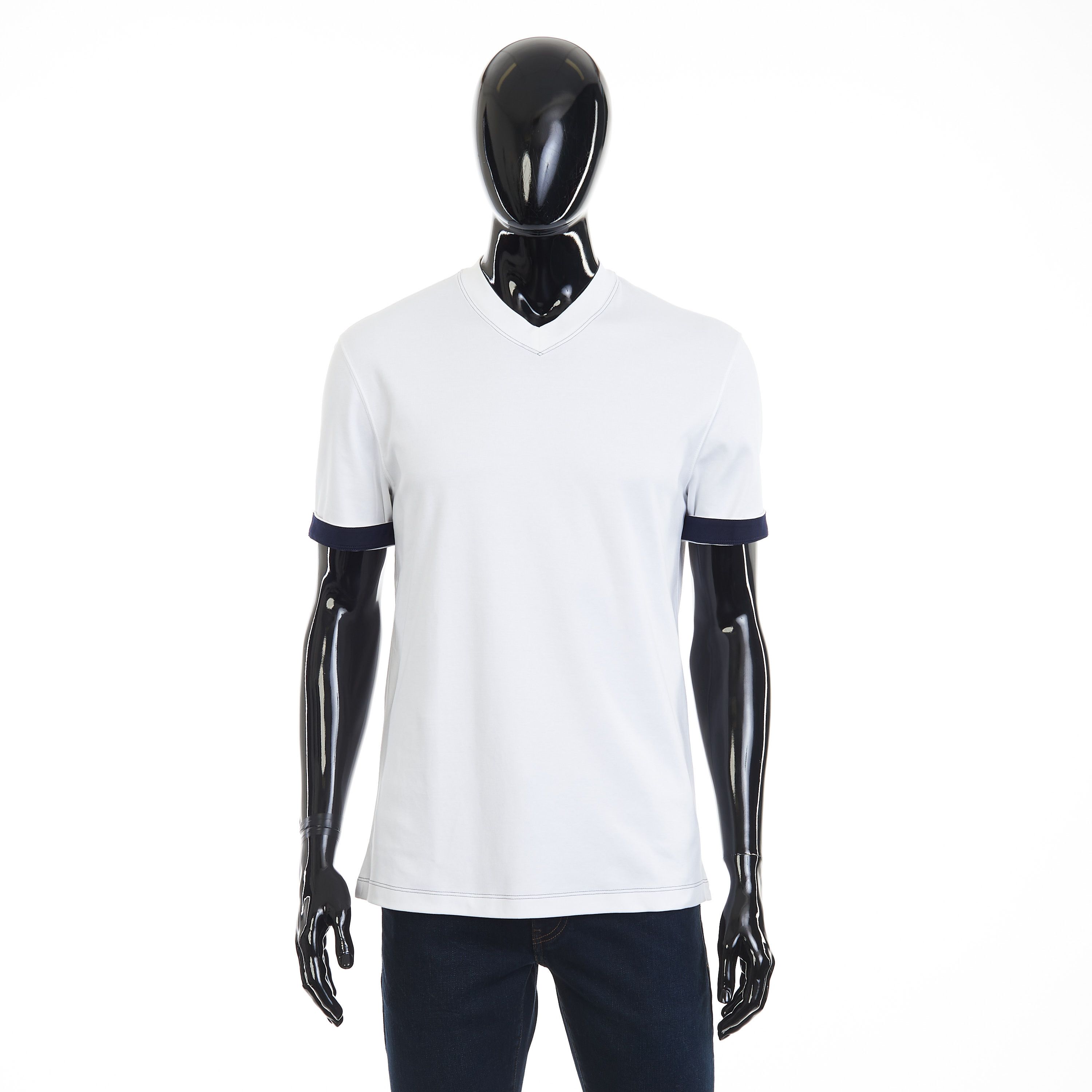 Brunello Cucinelli White V-Neck T-shirt - Short-sleeve, Cotton Interlock Size US XXL / EU 58 / 5 - 2 Thumbnail