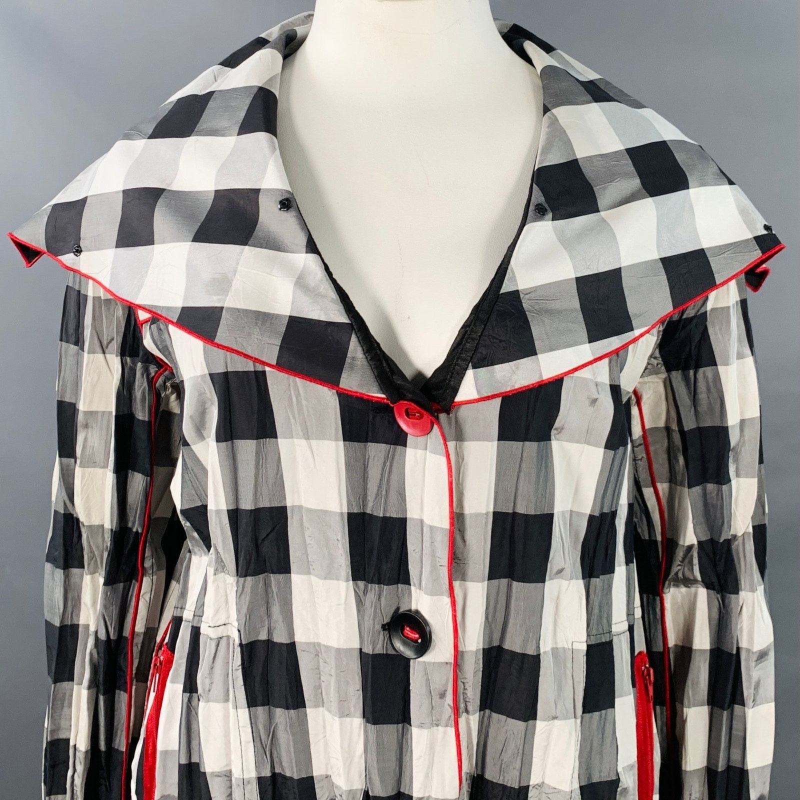 Other UBU XL Polyester Blend Gingham Reversible Wide Collar Coat Size XL / US 12-14 / IT 48-50 - 3 Thumbnail