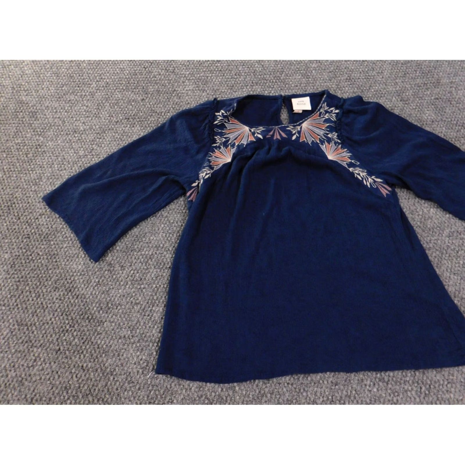 Vintage Knox Rose Blouse Shirt Womens S Small Blue Rayon Round Neck Button Short Sleeve Casual Size S / US 4 / IT 40 - 5 Thumbnail