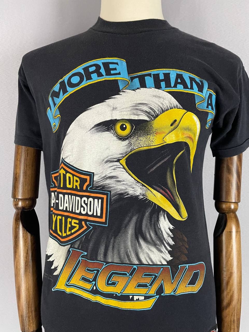 Harley Davidson Harley Davidson Tee T Shirt 1989 3D Print Black Faded Eagle Size US M / EU 48-50 / 2 - 3 Thumbnail