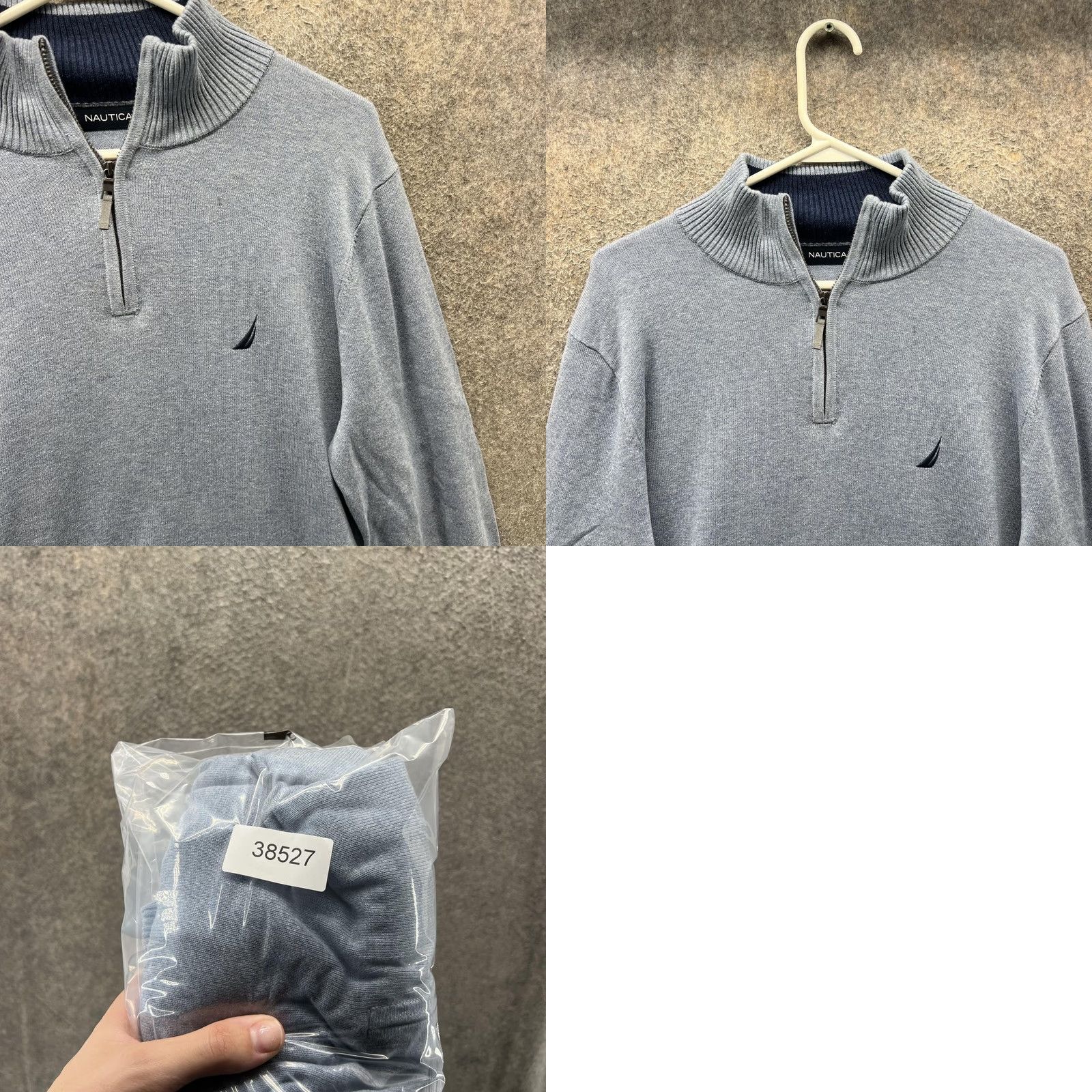 Nautica Nautica Sail Logo Sweater Mens Medium Gray Quarter Zip Mock Neck Pullover Size US M / EU 48-50 / 2 - 8 Thumbnail