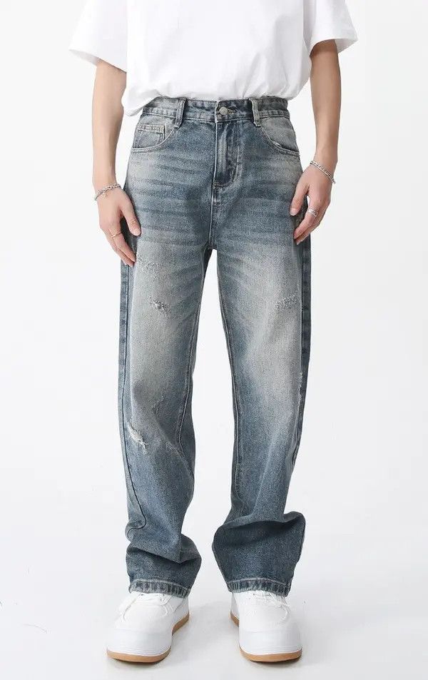 Japanese Brand Komuro x Miho Straight-leg loose-fitting distressed jeans Size US 32 / EU 48 - 1 Thumbnail