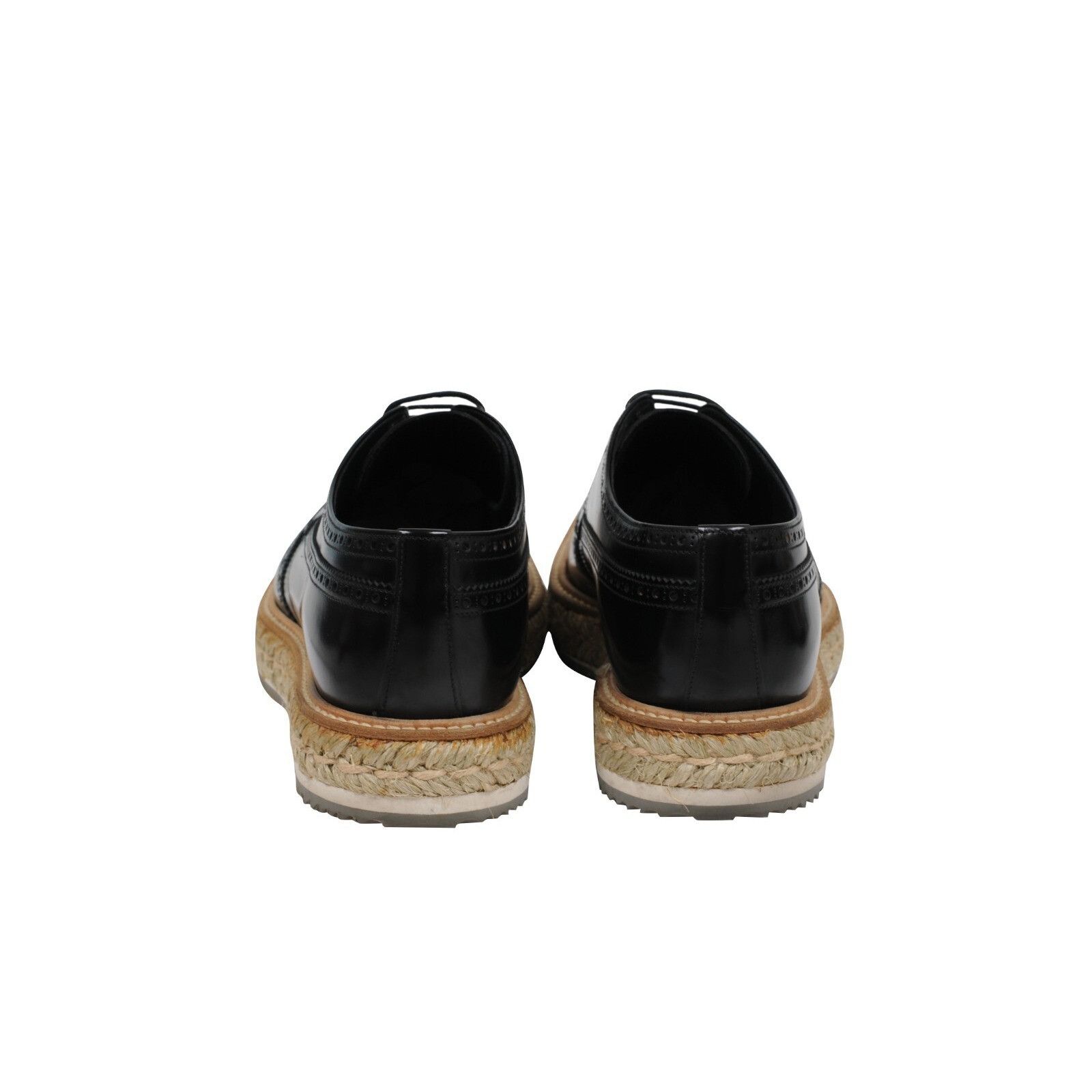 Prada Black Leather Espadrille Wingtip Platform Brogue - 01731 Size US 9.5 / EU 42-43 - 6 Thumbnail
