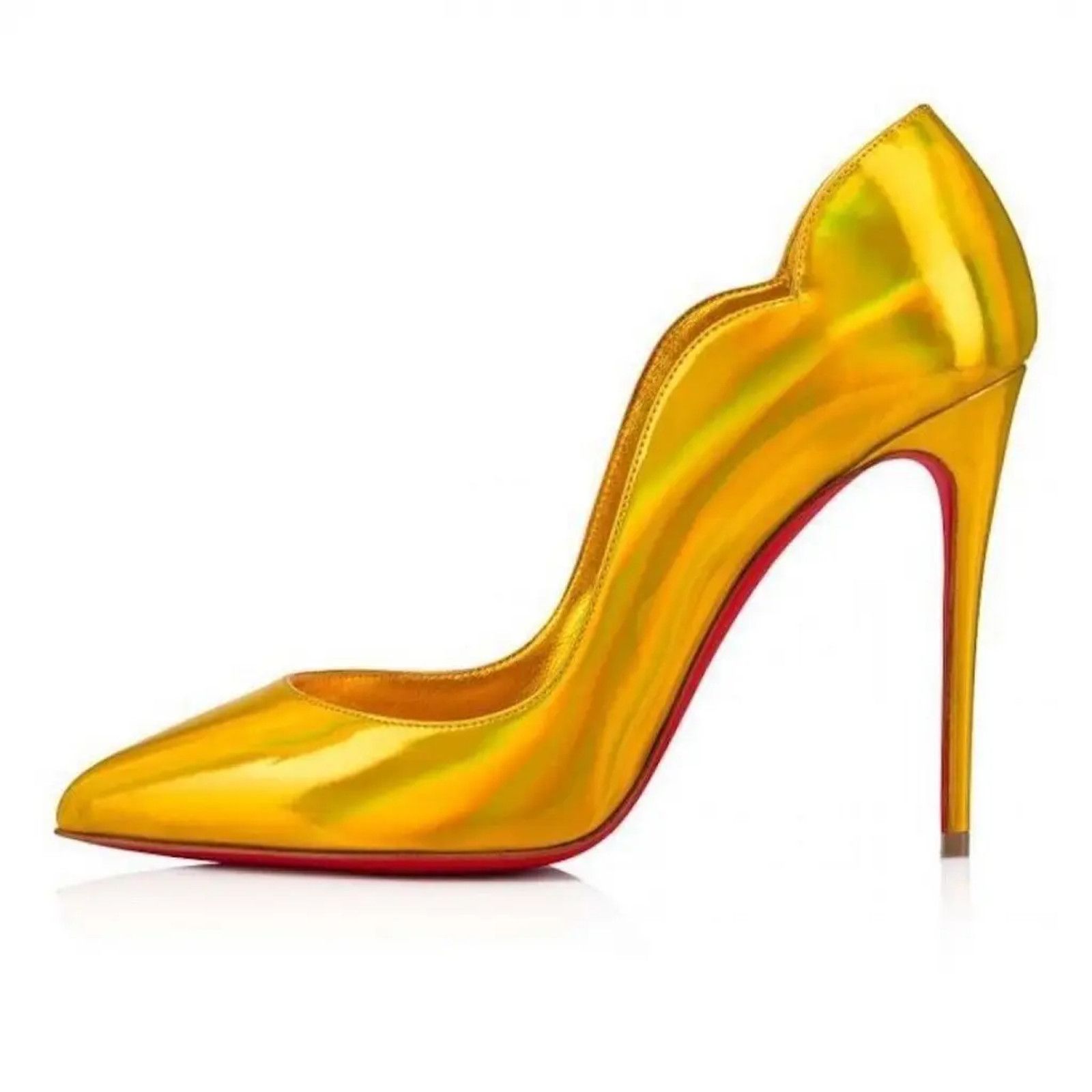 Christian Louboutin Hot Chick 100 Yellow Patent Psychic Pointed Heel Pump 39 Size US 9 / IT 39 - 3 Thumbnail