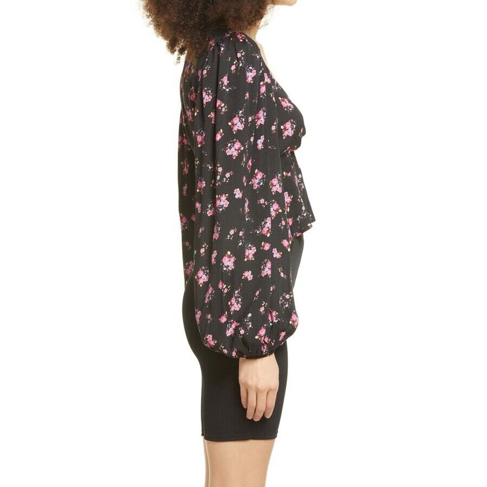 The Unbranded Brand AFRM Women Black Floral Boho Crop Peplum Top Plus Size 1X Size XL / US 12-14 / IT 48-50 - 3 Thumbnail